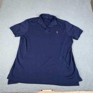 POLO RALPH LAUREN Polo Shirt Mens XXL Navy Blue Flesh Pony Pima Soft Touch